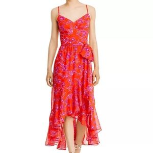 Eliza J Side Tie Floral Chiffon Midi Dress Size 2